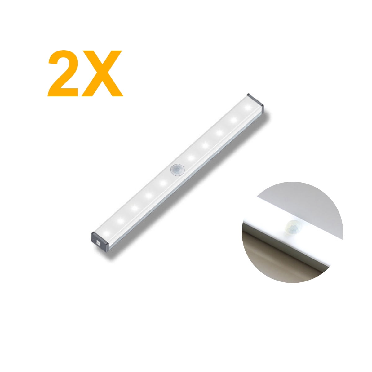 2 Pack LED Under Closet Light Bar USB Rechargeable Light
