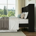 thumbnail image 3 of Einfach Full Size Upholstered Bed Frame, Platform Bed with Velvet Wingback Headboard, Black, 3 of 11