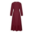 thumbnail image 5 of Aoochasliy Fall Dresses for Women Clearance Fall Fashion Round Neck Loose Long Sleeve Solid Ankle-length Dress Long Dress, 5 of 8