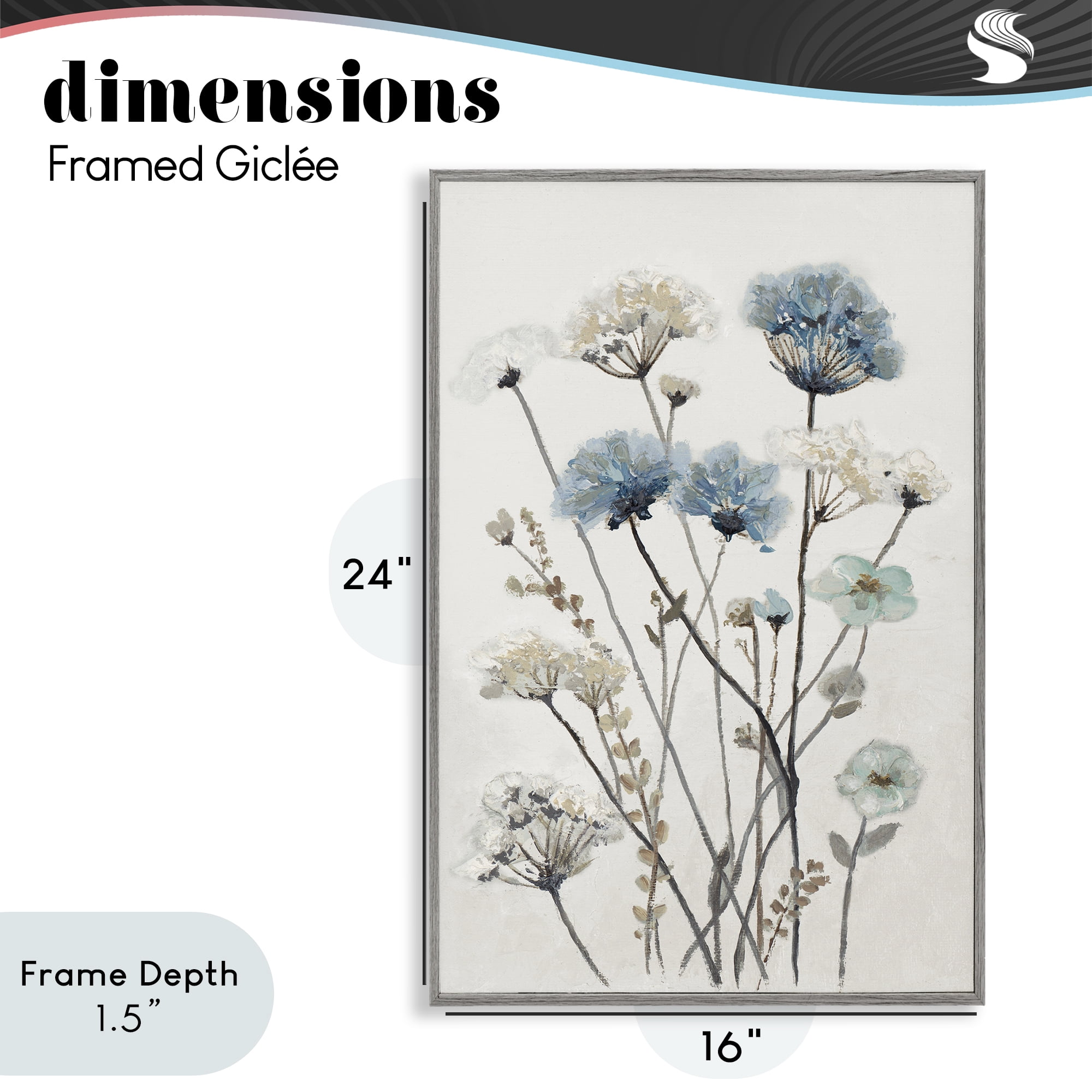 Stupell Industries Blue & Beige Garden Gray Framed Giclee Art, design by Patricia Pinto