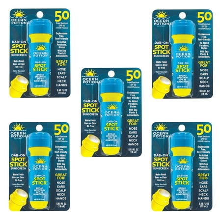 5 Pack Ocean Potion Skincare Dab on Spot Stick Sunscreen SPF 50 0.65 Fl Oz (Best Skincare For 50)