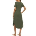 thumbnail image 5 of VSSSJ Womens Short Sleeve V Neck Summer Midi T Shirt Dresses Tie-Dye Printed Solid Color Pockets Casual Loose Split Swing Long Dress Army Green M, 5 of 5