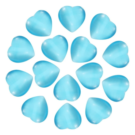 Uxcell 15 Pcs Natural Heart Shaped Crystal Stone, 0.6 Inch Mini Polished Love Gemstone Crystal, Pocket Rock Engraved Worry Stones for Women Gifts Meditation, Bright Blue