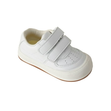 

Daeful Girls Boys Sneakers Comfort Casual Shoes Non-Slip Flats Magic Tape Platform Skate Shoe Kids Breathable White 9.5C