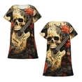 thumbnail image 3 of Women's Nightgown Sleepwear Short Sleeves Shirt Casual Soft Sleepdress, Skull Guitar Vintage Art, 3 of 7