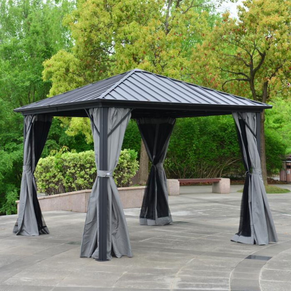 Steel Hardtop Gazebo with Mosquito Net 