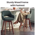thumbnail image 5 of AFO 26" Upholstered Counter Height Bar Stools Set of 2, Modern Swivel Bar Stool with Armrests & Solid Wood Legs, Mid Century Barstool Island Chairs for Kitchen Island Dining Room, Green, 5 of 12