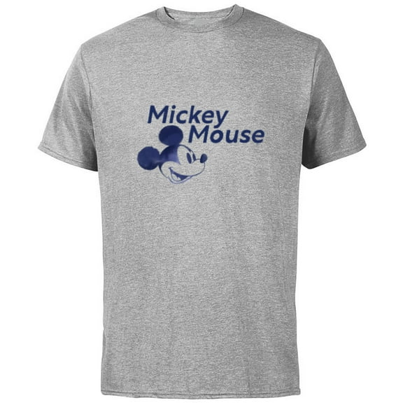 Disney Mickey Mouse Head with Name Retro Vintage Classic - Short Sleeve Cotton T-Shirt for Adults - Customized-Athletic Heather