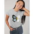 thumbnail image 2 of Half Butterfly Half Daisy T-Shirt Women -Image by Shutterstock, Female Medium, 2 of 4