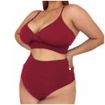 thumbnail image 1 of TopLLC Plus Size Swimsuit for Women, Women Plus Size Two Piece Bikini Halter Swimsuits with High Waisted Ruched Bottom V Neck Bathing Suits, 1 of 5