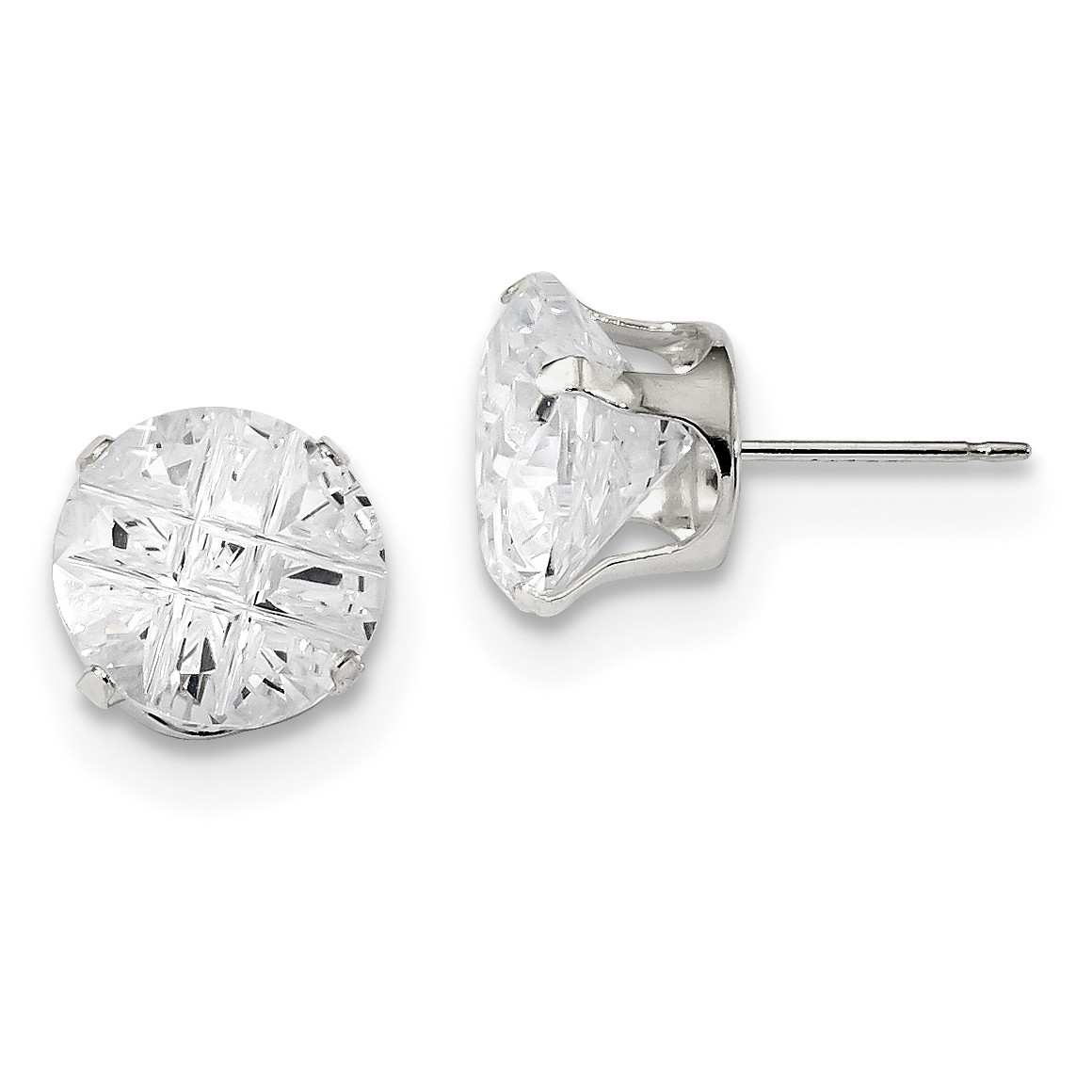 キナリ・ベージュ Sterling Silver Cubic Zirconia Earrings Studs 10 mm prong  carat/pa