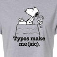 thumbnail image 3 of Peanuts - Snoopy Typos Make Me Sic - Juniors Cropped Cotton Blend T-Shirt, 3 of 6