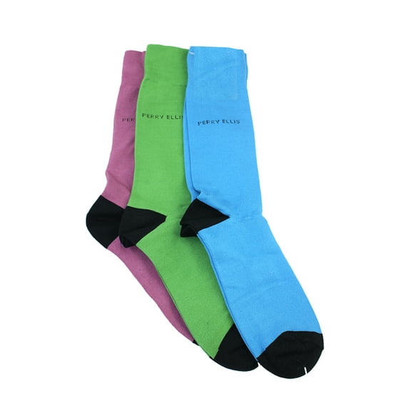 Perry Ellis Portfolio Green 3-Pack Flat Knit Socks 7-12