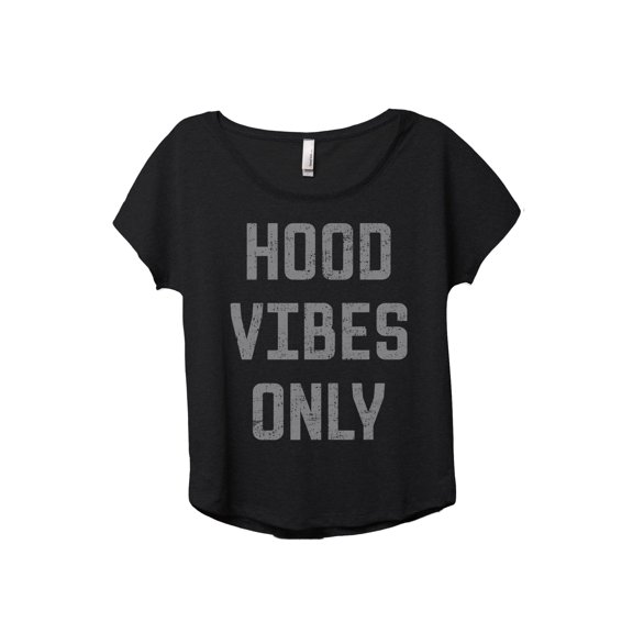 Hood Vibes Only Women's Fashion Slouchy Dolman T-Shirt Tee Heather Black 2X-Large