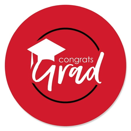 Red Grad - Best is Yet to Come - Red Graduation Party Circle Sticker Labels - 24