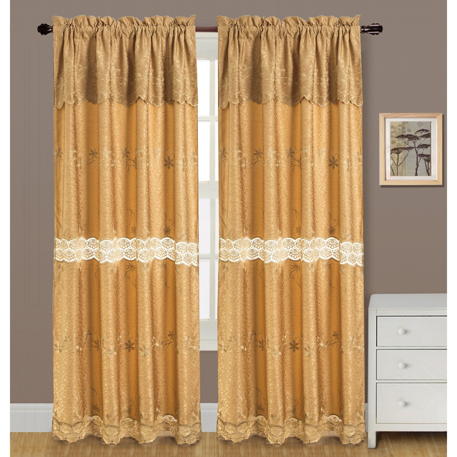 Alisa Macrame 54 x 84 in. Rod Pocket Curtain Panel w/ Attached 18 in ...