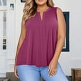 thumbnail image 6 of CheerKidz Women's Plus Size Sleeveless V-Neck Blouse Casual Pullover Tops Loose Fits Comfortable Stretchy Fabric Summer Home Wear(Hot Pink,XL), 6 of 9