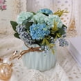 thumbnail image 4 of Plantas de flores artificiales, mini flores de hortensias falsas en maceta para decoración, 4 of 5