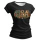thumbnail image 1 of Camiseta de Manga Corta de la Mujer Casual Suave Transpirable de Poliéster de Impresión con Cuello en V para el Verano Otoño Hogar Uso Diario, 1 of 5
