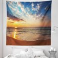 thumbnail image 1 of Scenery Tapestry, Cloudscape over the Sea Honeymoon Travel Destination Sunrise Panoramic Shot, Fabric Wall Hanging Decor for Bedroom Living Room Dorm, 5 Sizes, Blue Yellow Brown, by Ambesonne, 1 of 1