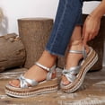 thumbnail image 5 of Eltusu Women Platform Sandals, Non-Slip Ankle Strap Fashion Open Toe Dress Sandals Shoes Silver Size 7, 5 of 10