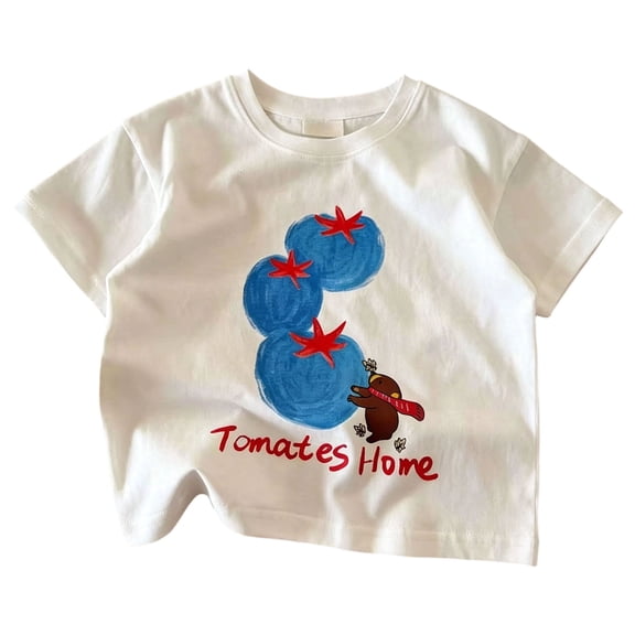 YEPGAR Toddler Boy Summer Graphic Short Sleeve T Shirts Casual Comfortable Baby Tee (White, 18-24 Months)