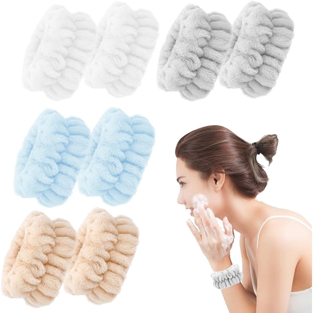 8 Pcs Face Washing Wristbands, Wrist Bands for Washing Face Microfiber Wrist Towels for Washing Face, Wrist Face Wash Bands Arm Bands for Washing Face Skincare Wristbands Spa Wristbands for Women Kids