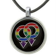 Pride Shack - Rounded Rainbow Male Symbol Mens Gay Pride Pendant Necklace GLBT