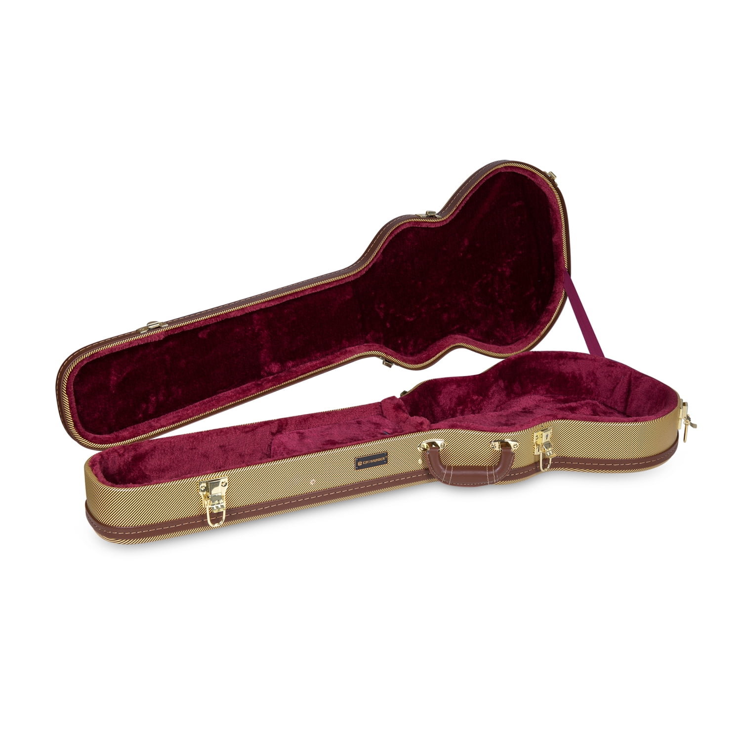 Crossrock Les Paul Electric Guitars Case with Semi-vintage Look Arched Hardshell, Vinyl Tweed