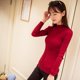 thumbnail image 4 of Jersey de punto de cuello alto de color sólido para mujer Tops delgados de manga larga (rojo) Ndcxsfigh Para estrenar, 4 of 5