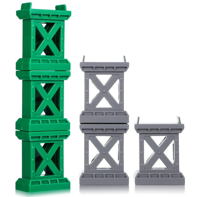 QUMIIRITY 6Pcs Assorted Color Train Bridge Supports Stackable Track Accessories for Wooden Railway Sets