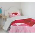 thumbnail image 4 of Ambesonne Queen Quilted Bedspread Set 2 Pcs, Red Heart Crown Girls, Twin Size, Pink Red, 4 of 6