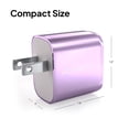 thumbnail image 4 of Powertek 20W USB-C PD + 18W USB-A Dual Port Wall Charger, Metallic Shine Pastel, Purple, 4 of 6