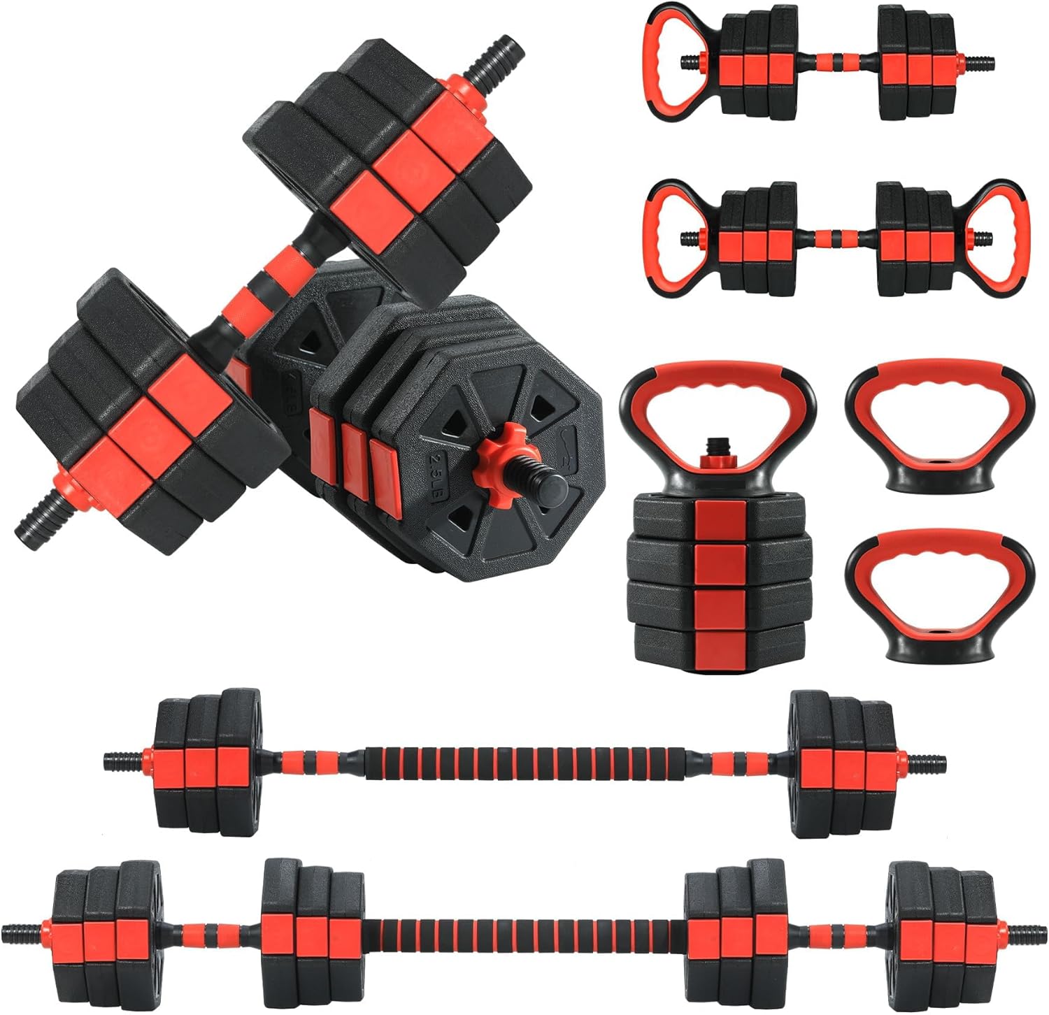 Adjustable Dumbbell Set, 44/66/88Lbs Free Weight Set with Connector, 4 in 1 Gym Set Used as Kettlebell, Dumbbell, Push up Stand, Weight Plate, Home Gym Weight Dumbbells Set, Fitness Exercises