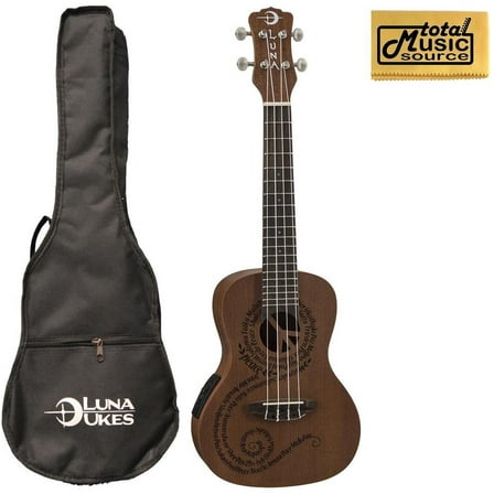 Luna Mahogany Series Maluhia Peace Acoustic-Electric Concert Ukulele W/Gigbag & PC, UKE MALU EL PC