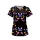 thumbnail image 2 of Top exfoliante con cuello en V para mujer, Uniforme de Trabajo de enfermera con bolsillos laterales, camiseta cómoda y duradera para tienda de Mariposa negra, 2 of 8