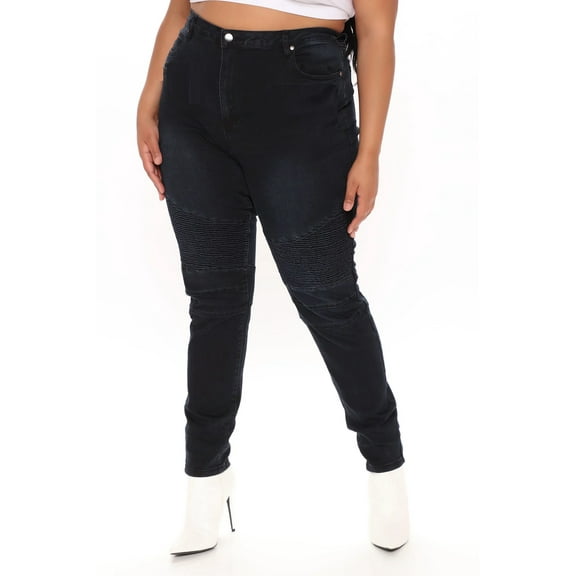 Jack David Women's Plus Size Moto Biker Stretch Skinny Denim Jeans Pants Y1648