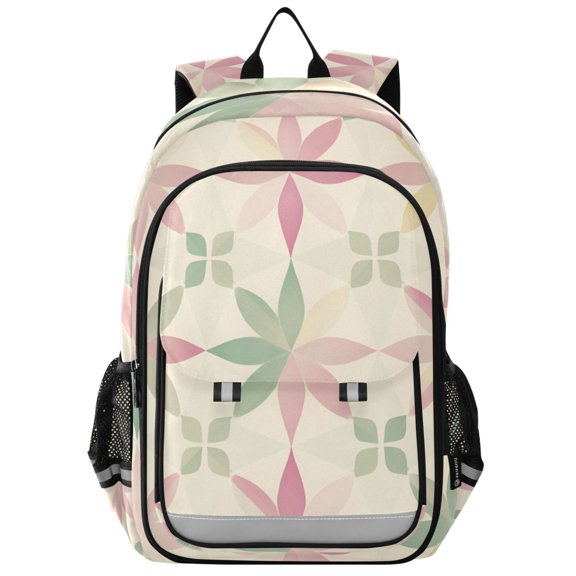 FORMRS Unisex School Backpack 17" Student Travel Bag with Laptop Compartment, Light Pink Geometric