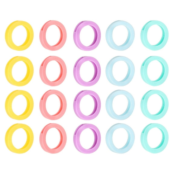 Uxcell Key Caps Set, 40 Pcs Key Cap Tags Identifiers Cover Rings Silicone Key Head Protectors Key Tags Key Accessories, 5-Color
