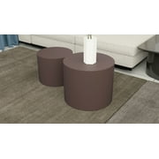 YC Hot  popular MDF Nesting table Set of 2 Rround Side Table Brown