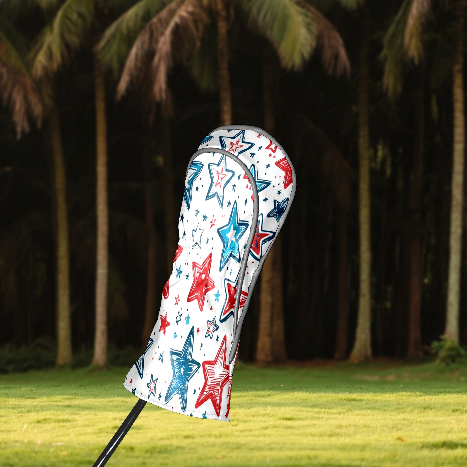 Golf Club Covers PU Leather Waterproof Head Covers for Fairway Woods Hybrids Red And Blue Stars Unisex Fits Most Brands