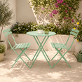 thumbnail image 3 of Set de Jardin Plegable 2 Sillas y Mesa Redonda de Acero para Exterior Juego de Bistro Verde para Balcon Terraza Patio, 3 of 8