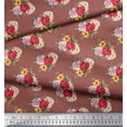 thumbnail image 2 of Soimoi Moss Georgette Fabric Leaves & Peony Floral Decor Fabric Printed Yard 42 Inch Wide, 2 of 3