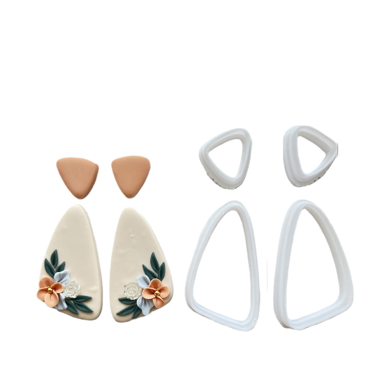 Geometric simple set of four soft clay earring molds - creative handmade DIY earring making tools