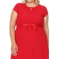 thumbnail image 5 of Women's Plus Size Casual Flared A Line Swing Dresses Short Sleeve With Belt Trim, 5 of 6