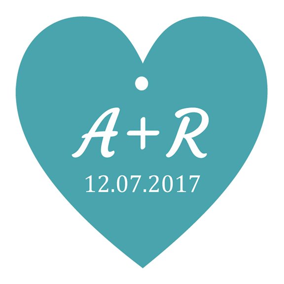 100 PCS Custom Initial Heart Shape Paper Tags Personalized Wedding Favor Gift Hang Tags