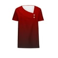 thumbnail image 4 of ALLLIST Summer Tops for Women Red Button Short Sleeve Solid V-Neck T-Shirts Spring Blouse XXL, 4 of 5
