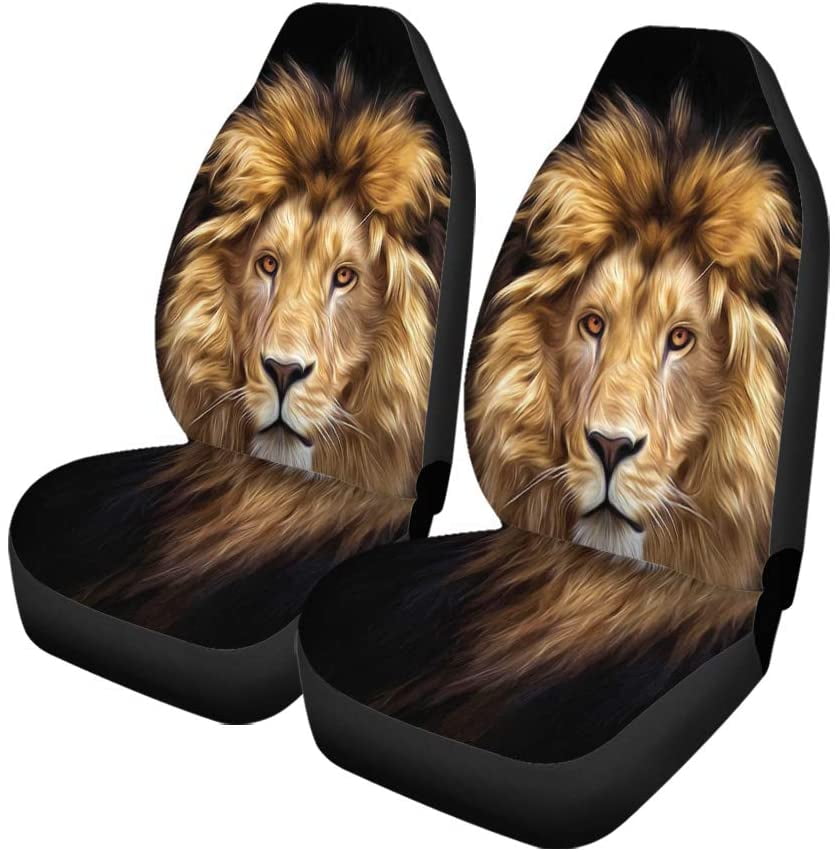 FMSHPON Set of 2 Car Seat Covers Lion Universal Auto Front Seats