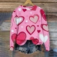 thumbnail image 5 of Women's Valentines Day Fleece Lined Sweatshirt Long Sleeve Heart Graphic Print Crewneck Pullover Top for Party Pink 5XL, 5 of 5