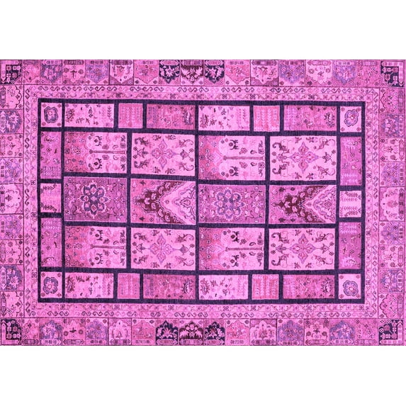 Ahgly Company Indoor Rectangle Abstract Purple Modern Area Rugs, 6' x 9'